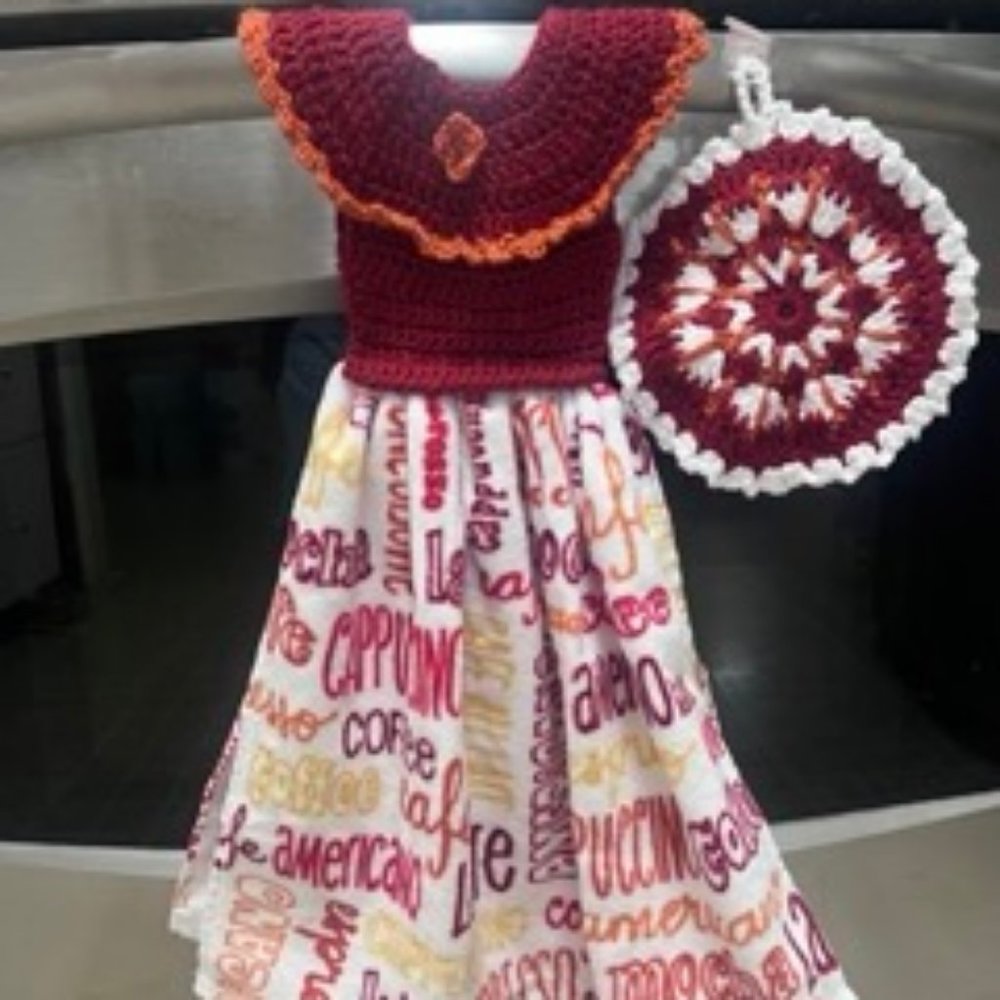 Kitchen Towel Topper w/Pot Holder - Handcrafted
